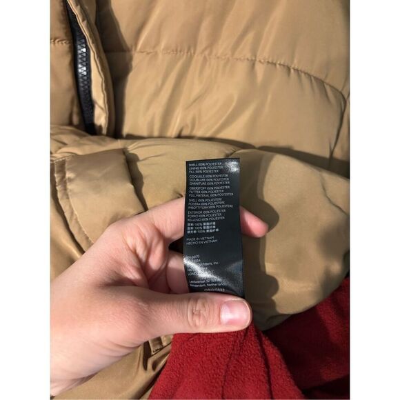 Urban Outfitters Cropped Tan Puffer Jacket Sz Large - Picture 6 of 8